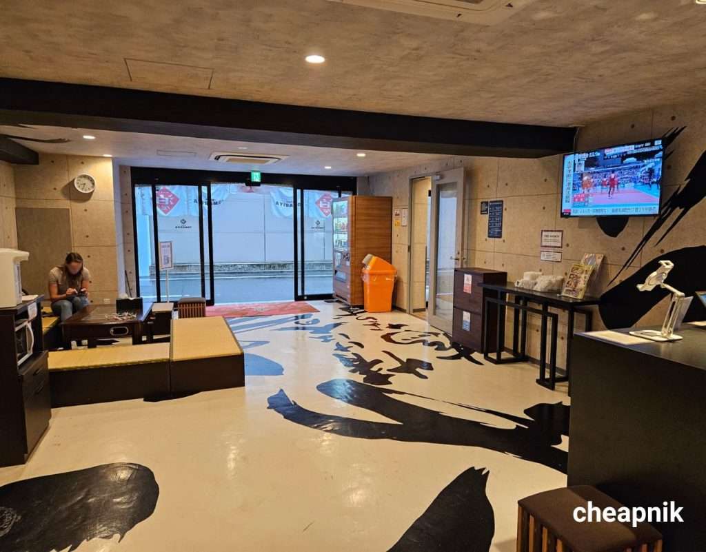 The lobby of the Hotel Tomariya Ueno in Tokyo