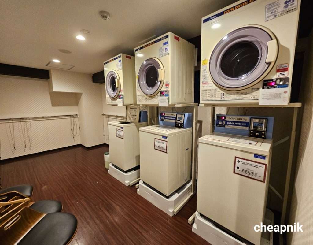 The laundry and luggage storage room at the Hotel Tomariya Ueno in Tokyo