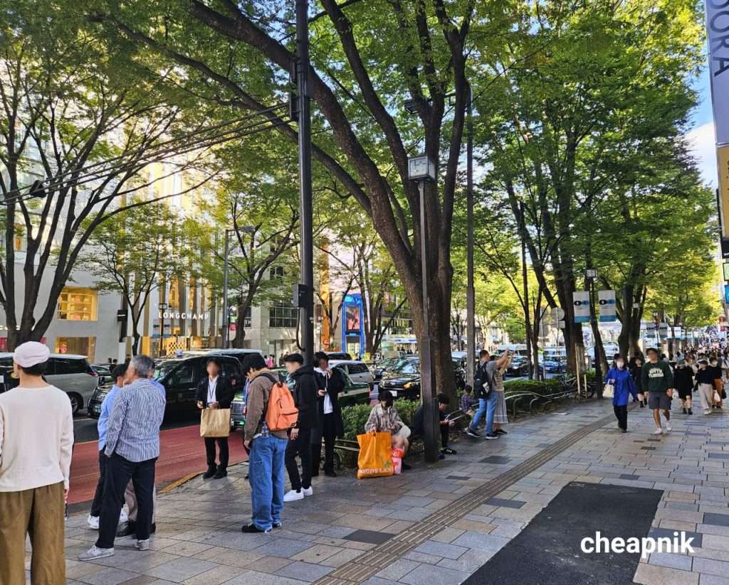 Walking along Omotesando street