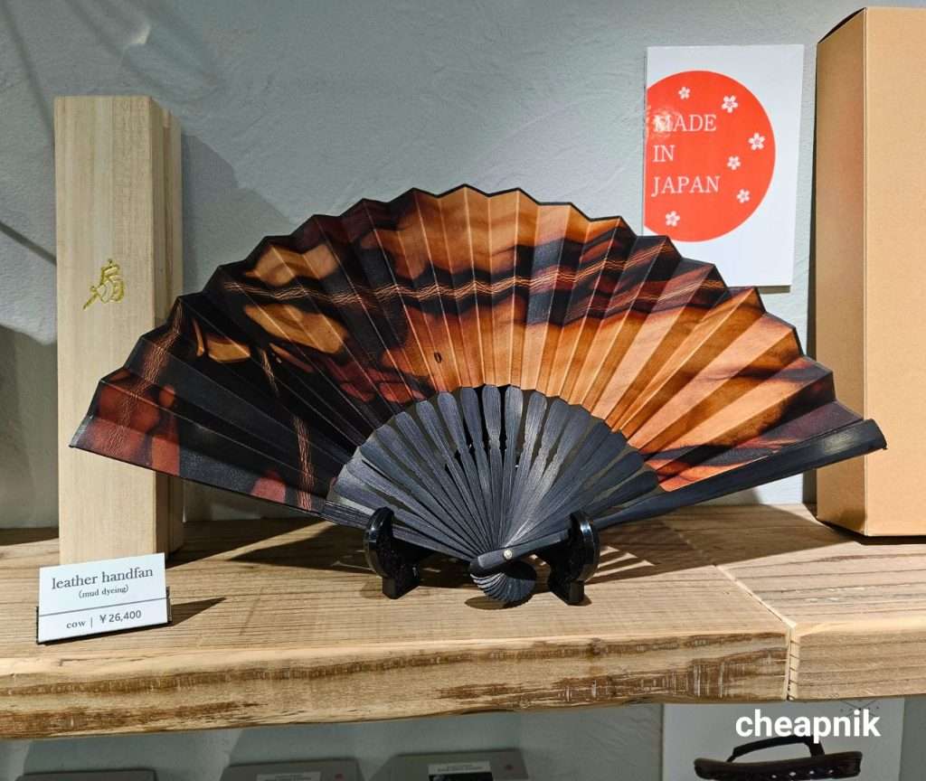 Japanese leather handfan at 2212 Asakusa