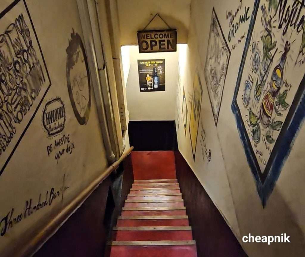 Stairs leading to the basement going to 300 Bar Ginza.