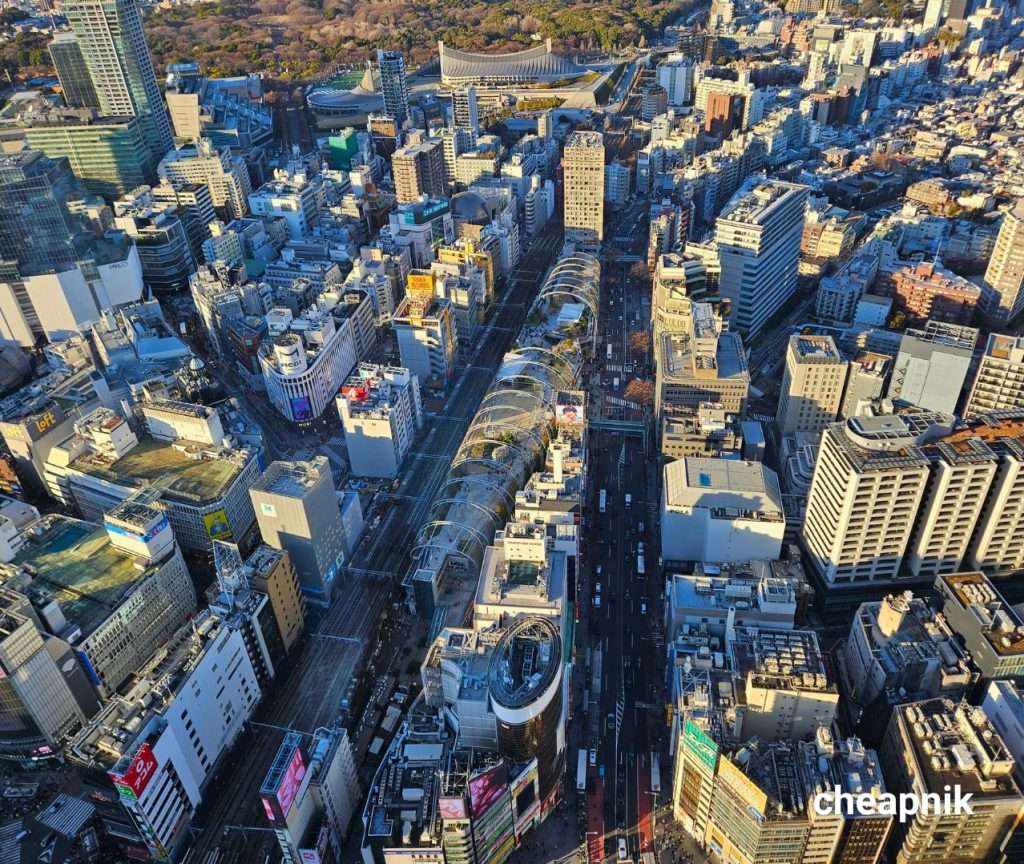 View of Shibuya City including Miyashita Park from Shibuya Sky
