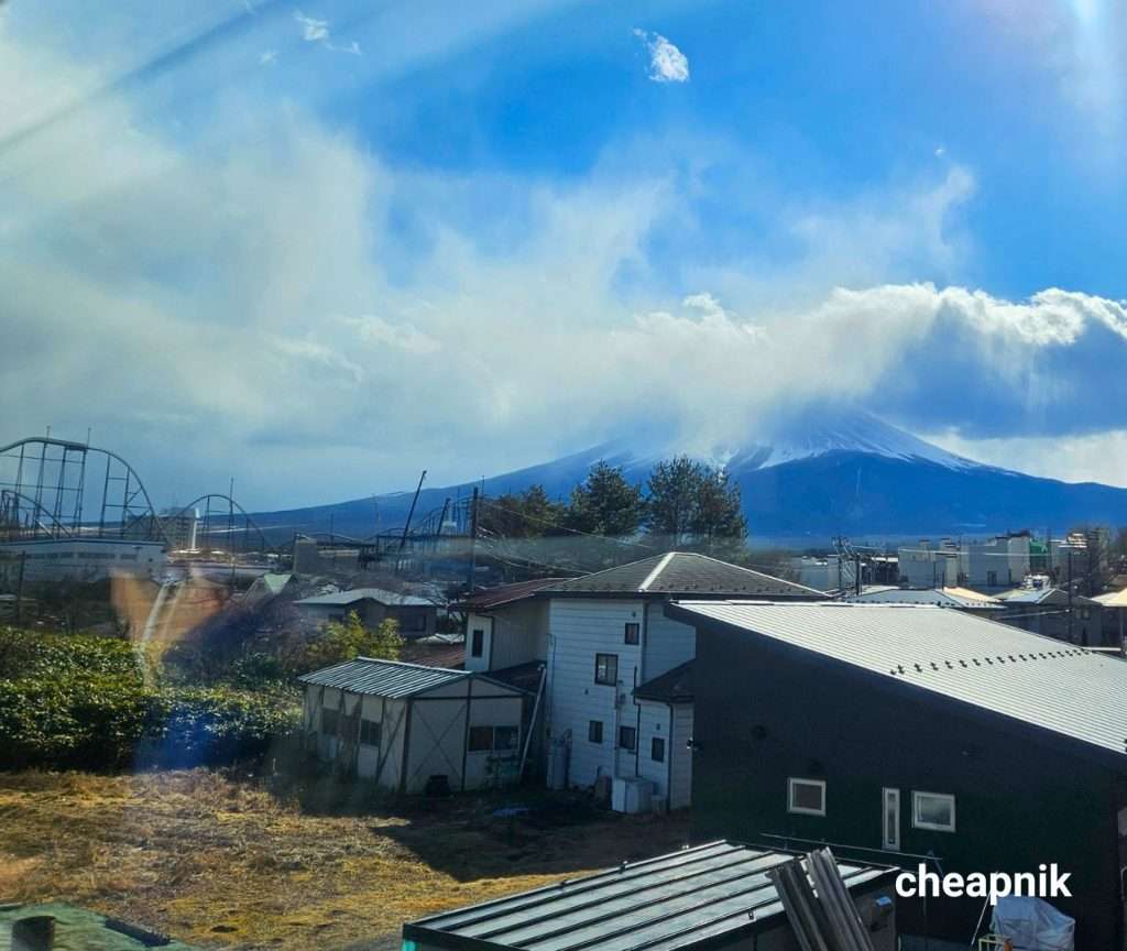 View of Mt Fuji and Fujikyu Highland from the Fuji Excursion train