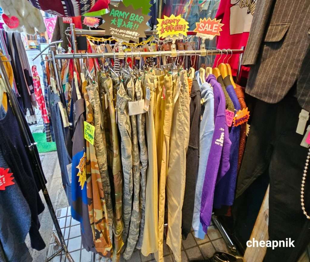 Army pants for sale at The Gate Koenji