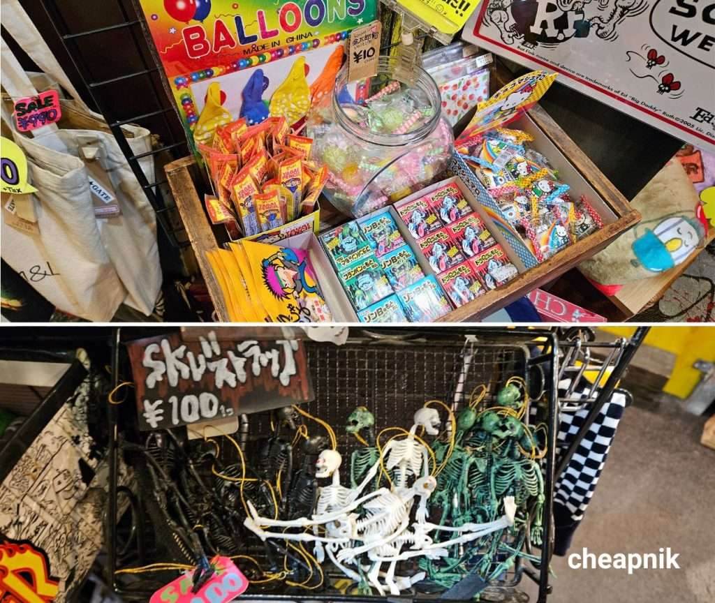Quirky toys, keychains, and nostalgic Japanese candies sold at The Gate Koenji
