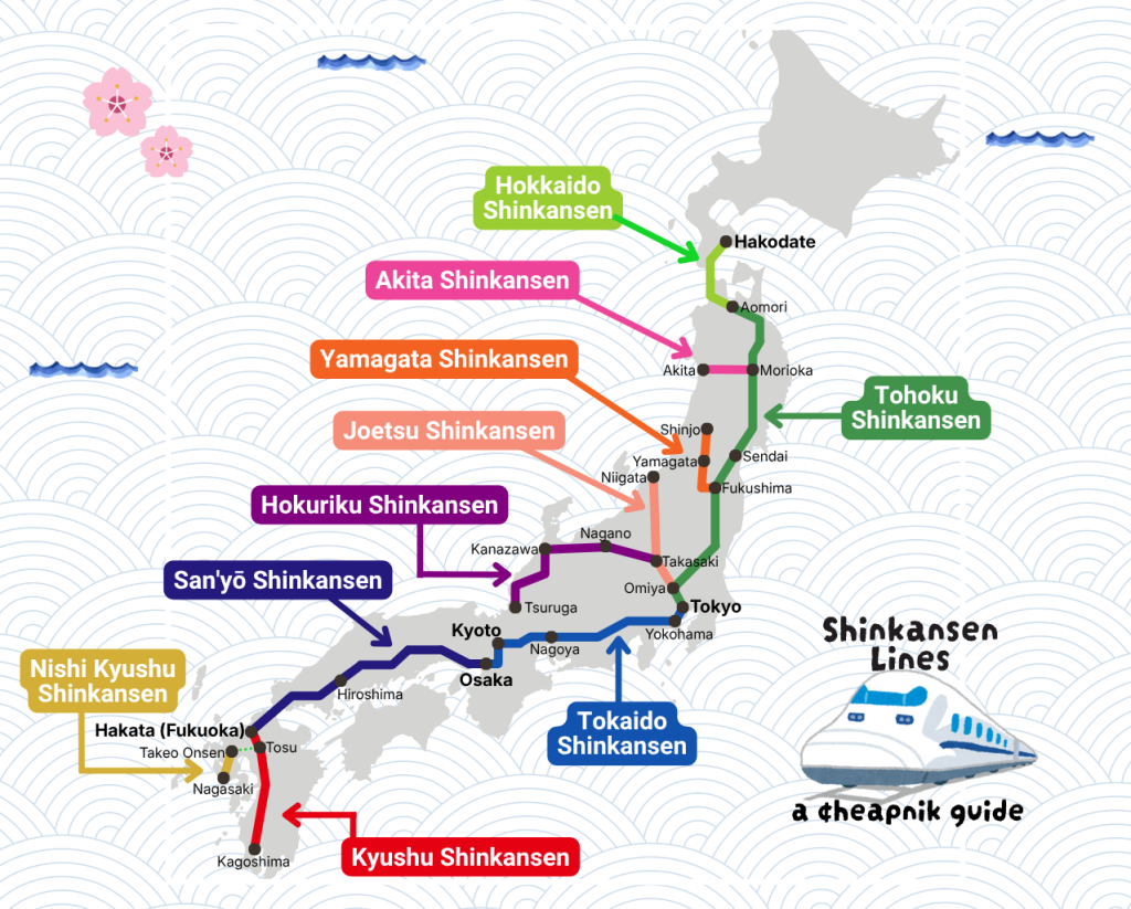 Shinkansen Bullet Train Lines and Routes across Japan